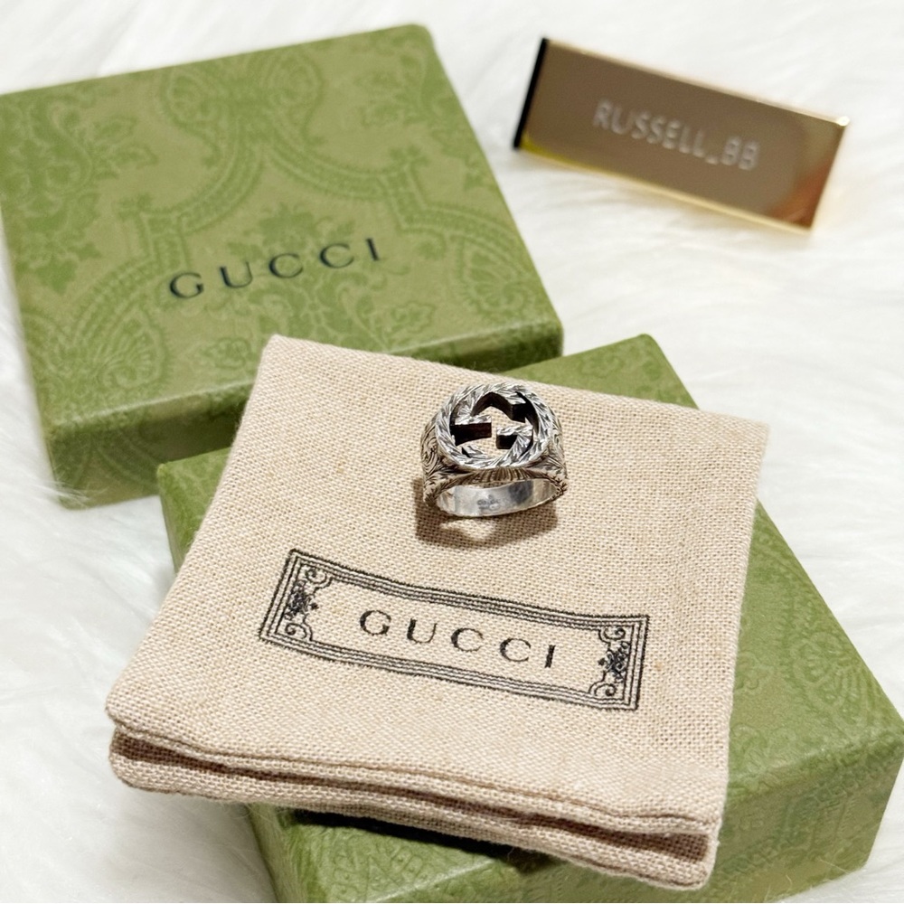 Gucci Interlocking G Paisley Silver Ring (GUC)